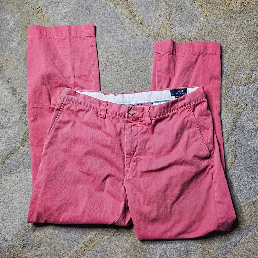 Polo Ralph Lauren Classic Fit Chino Pants Cotton Twill Pink Mens 34x30